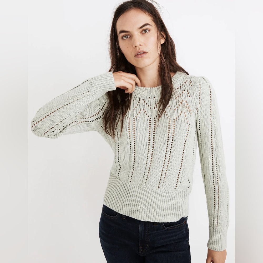 Madewell Pointelle Puff-Sleeve Sweater XL